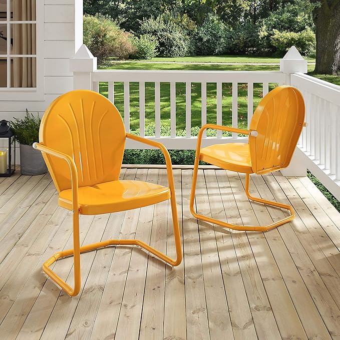 Crosley Furniture Griffith Outdoor Chair, Retro Metal Patio Chairs