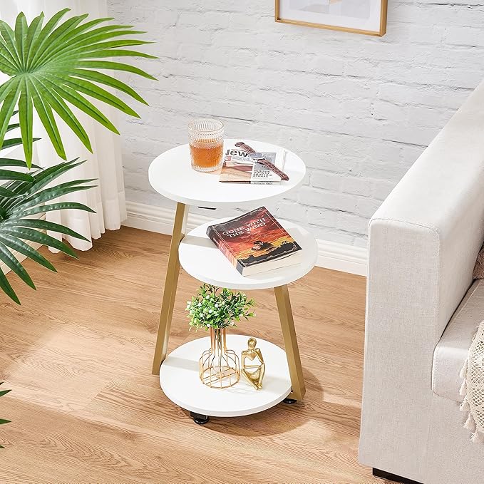 BEWISHOME Round End Table Side Table
