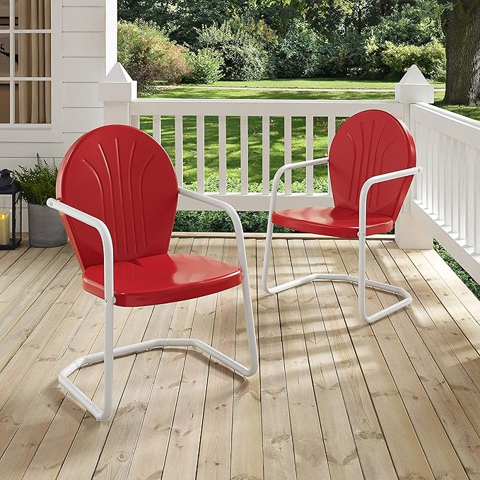 Crosley Furniture Griffith Outdoor Chair, Retro Metal Patio Chairs