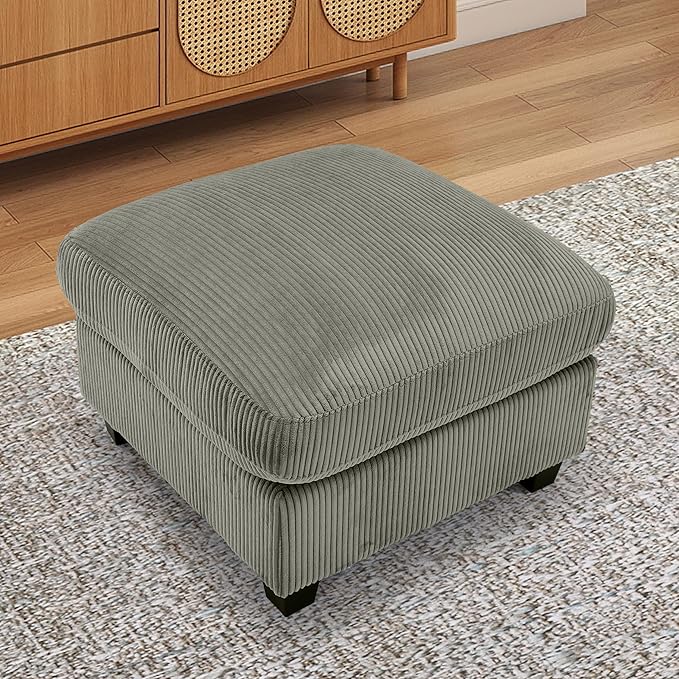 HAOMARKETS Corduroy Sofa Set, Upholstered Ottoman Footrest, Modern Living Room