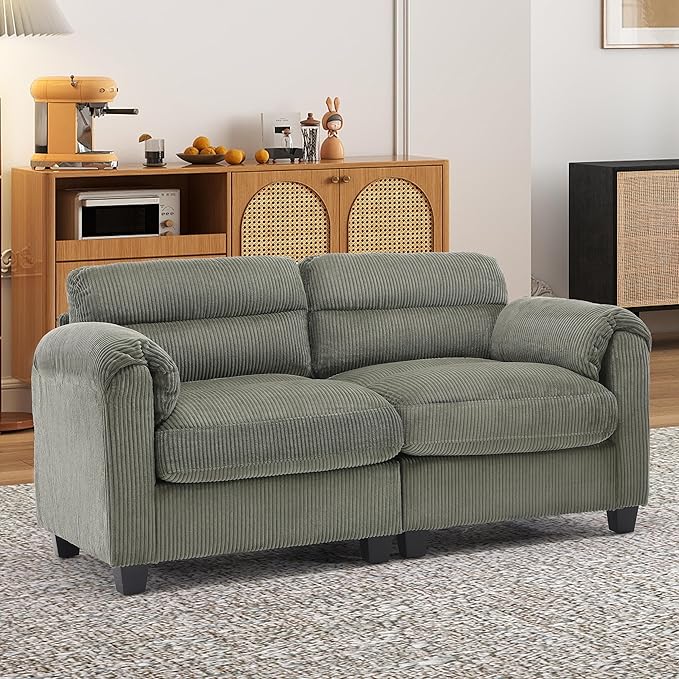 HAOMARKETS Corduroy Sofa Set, Upholstered Loveseat