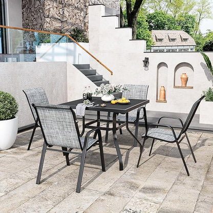 Patio Chairs Set of 6, Stackable Outdoor Dining Chairs for All Weather Textilene Fabric & Metal Frame, Outdoor Chairs Set for Backyard Deck Garden