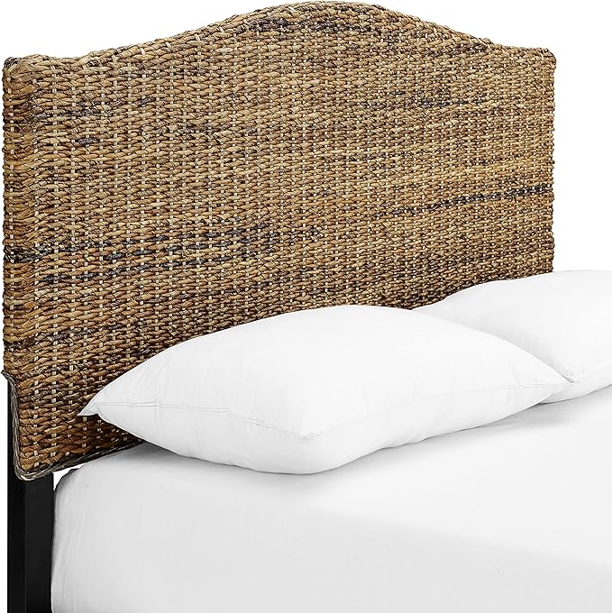 Crosley Furniture Serena Handwoven Natural Fiber Rattan Bed Headboard, Banana
