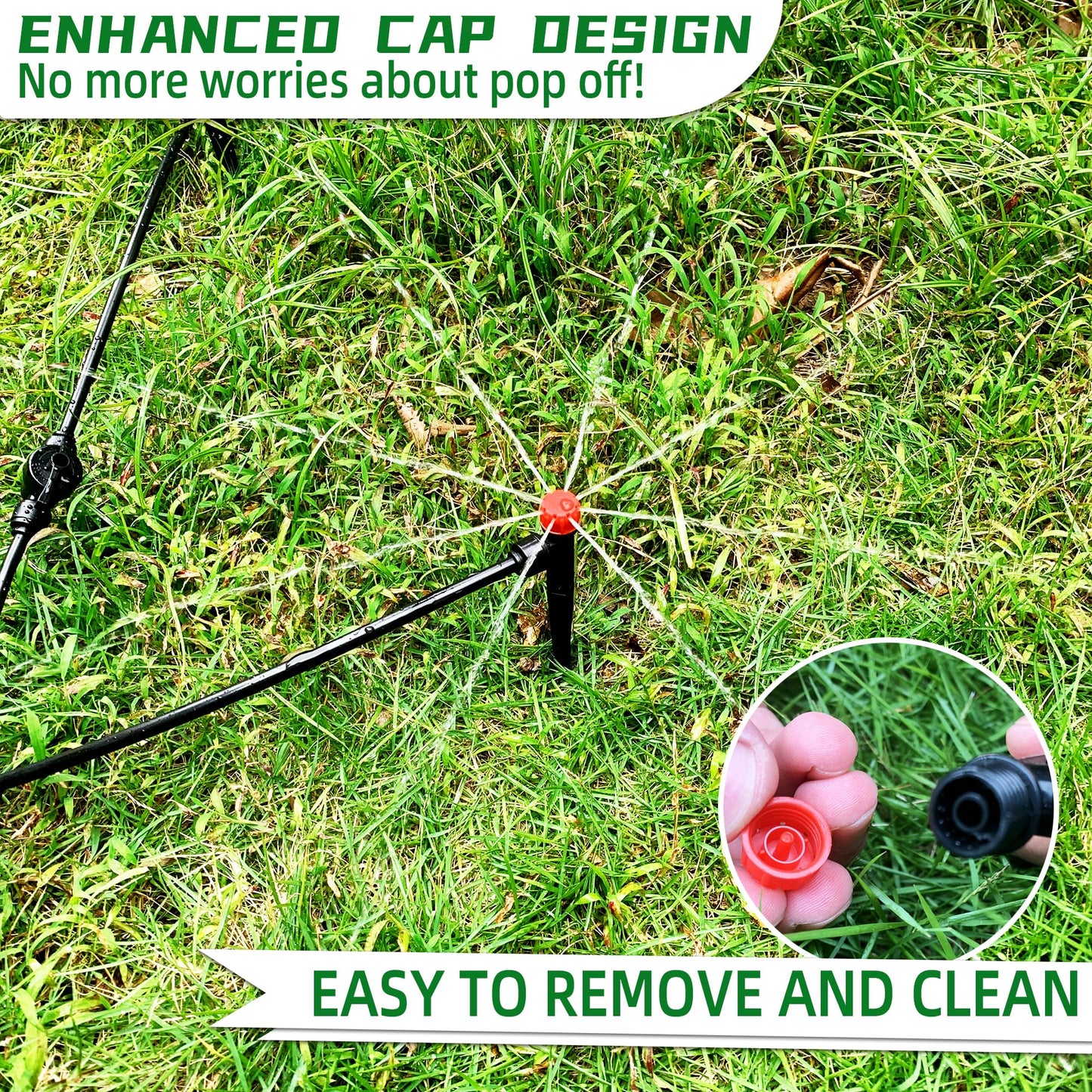 60PCS Push-to-Fit Drip Irrigation Emitters for 1/4 inch Irrigation Tubing, Adjustable 360 Degree Drip Emitter Sprayer with Stake, Irrigation Dripper Sprinklers for Drip Irrigation System