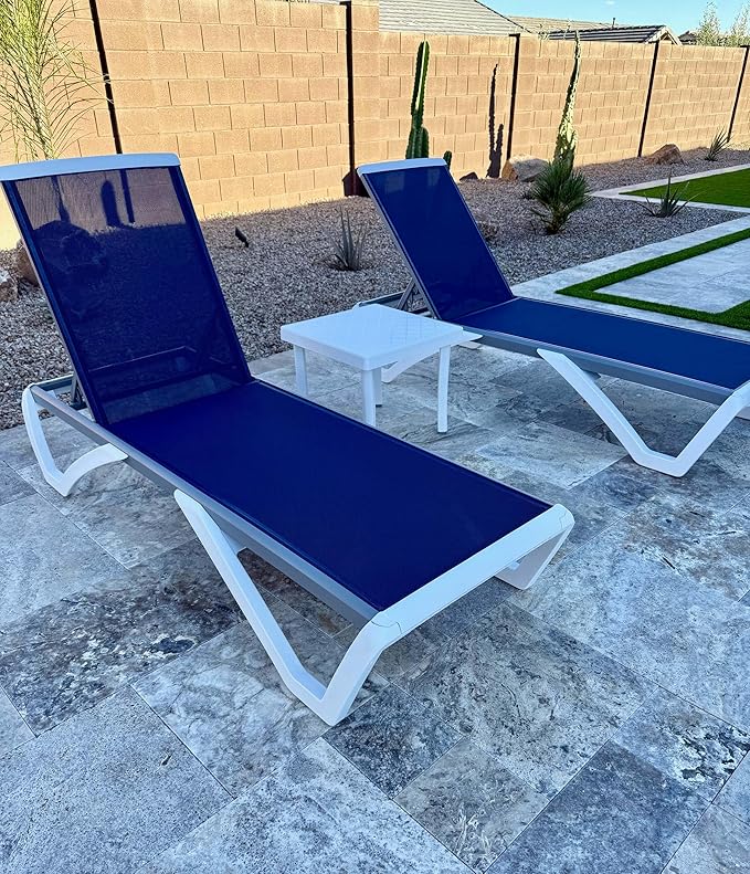 PURPLE LEAF Patio Chaise Lounge Chair Set of 3 Outside Aluminum Plastic