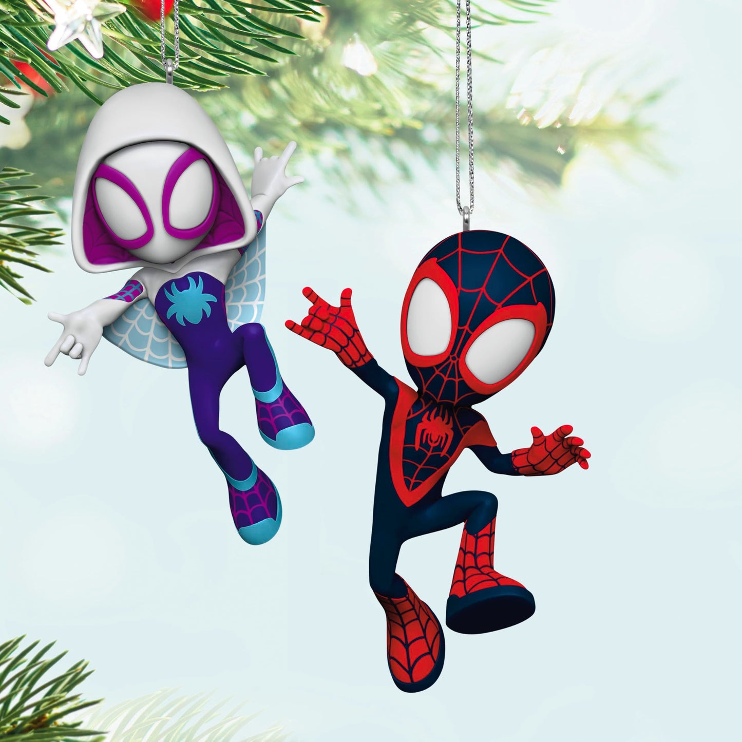 Hallmark Keepsake Marvel Christmas Ornaments, Spidey and His Amazing Friends Spin and Ghost-Spider, Set of 2