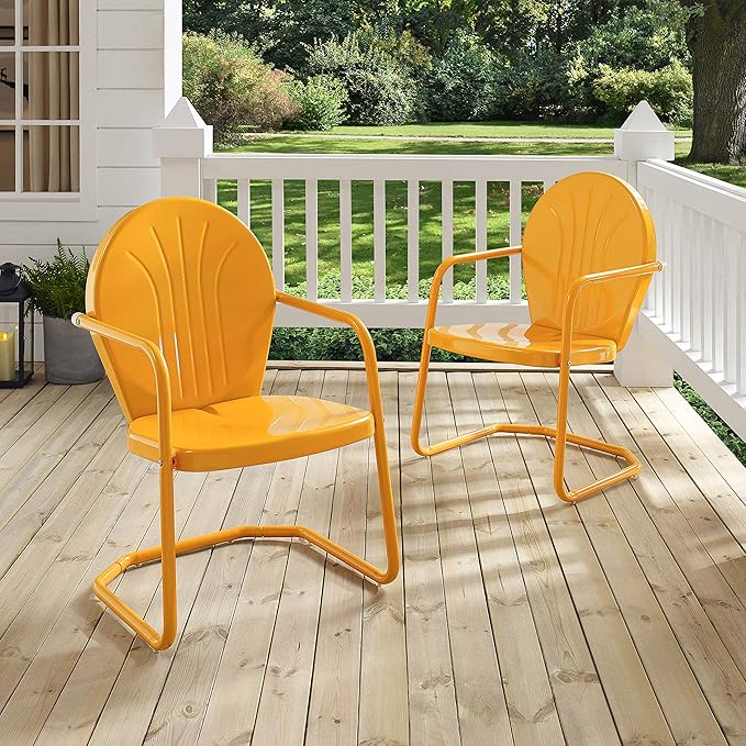 Crosley Furniture Griffith Outdoor Chair, Retro Metal Patio Chairs
