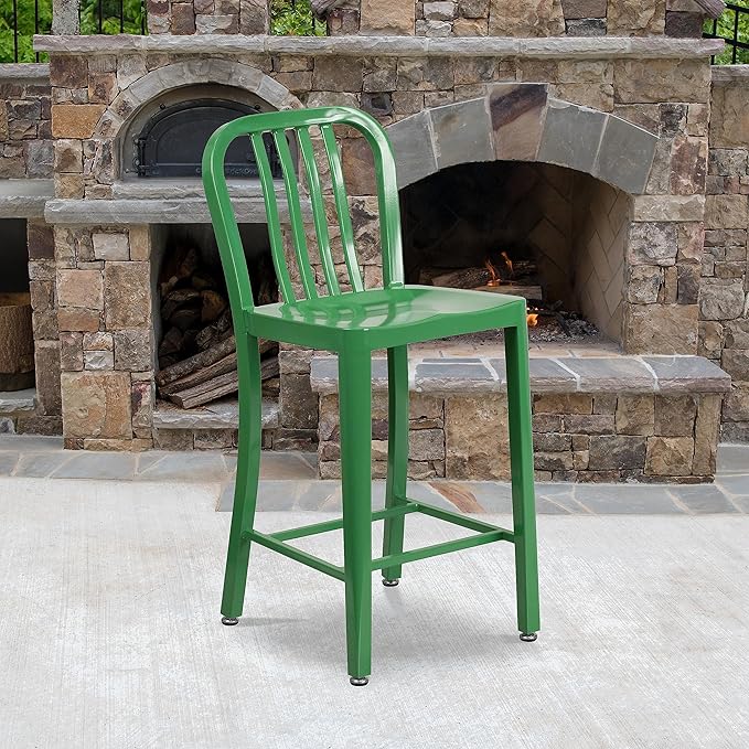 Flash Furniture Commercial Grade 24" High Green Metal Indoor-Outdoor Counter