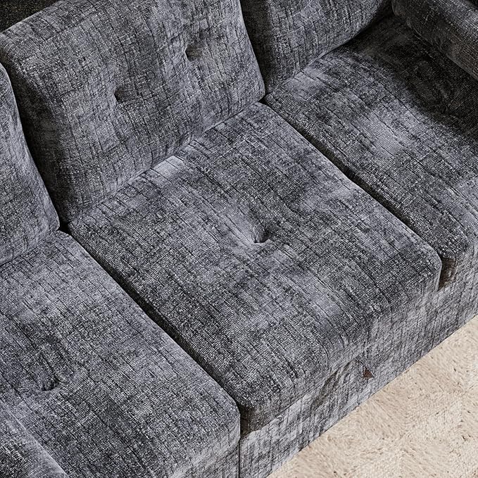 Convertible Sleeper Sofa Bed, 63 Inch Chenille Pull Out Couch