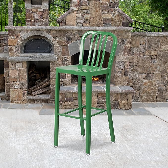 Flash Furniture Gael Commercial Grade 2 Pack 30" High Green Metal