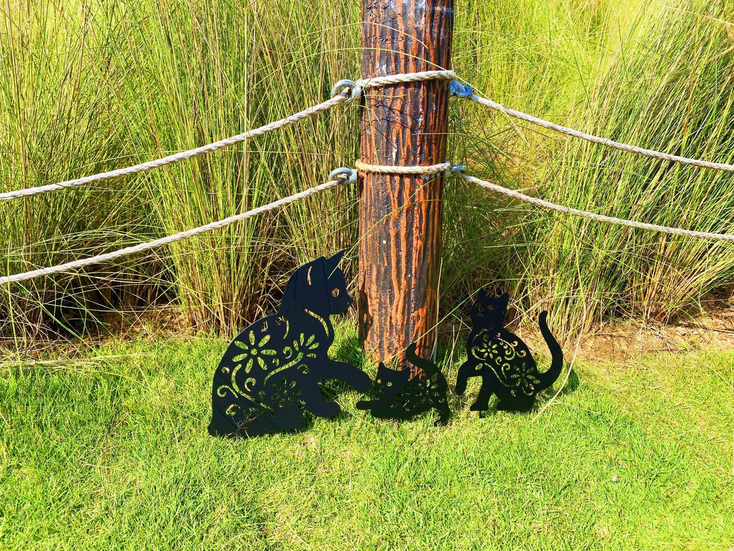 RANNYOZIO 3 Pack Cat Decorative Garden Stake Metal Cat Garden Statues Black Cats Silhouette for Yard Outdoor Decor Lawn Ornaments
