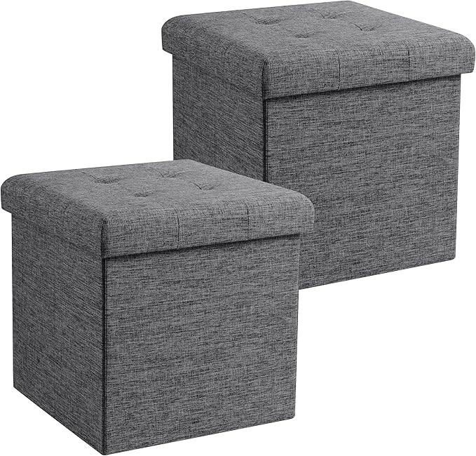 Ornavo Home 2 Pack 15 Inch Folding Storage Ottoman