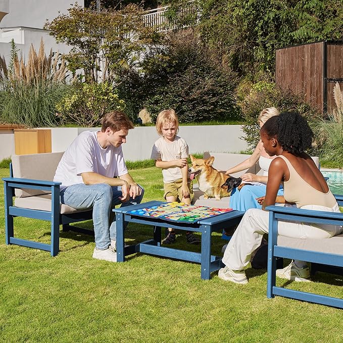 SERWALL 8 Pieces HDPE Outdoor Conversation Sofa Set