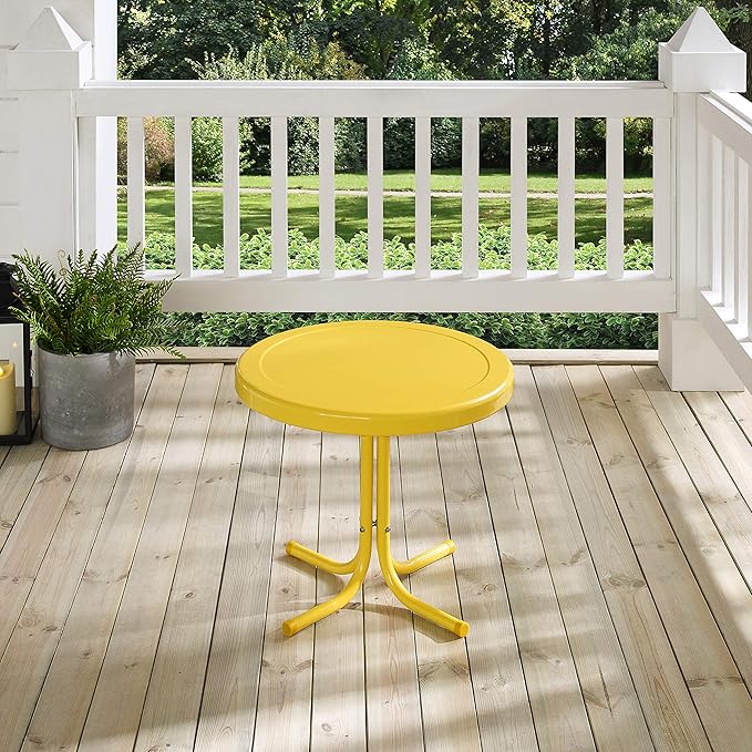 Crosley Furniture Griffith Weather Resistant Retro Metal Outdoor Side Table