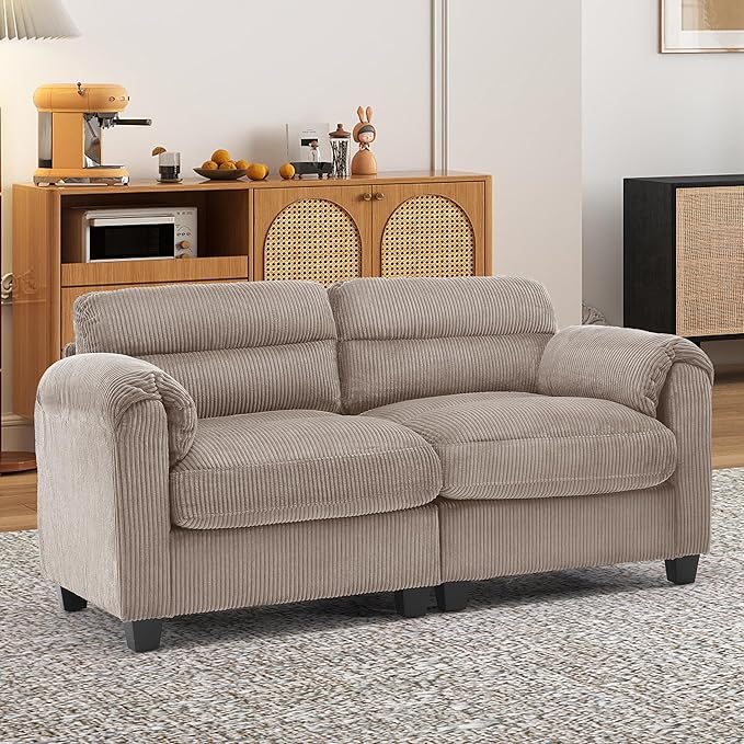 HAOMARKETS Corduroy Sofa Set, Upholstered Loveseat