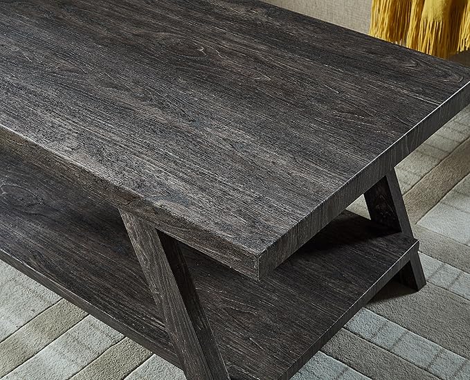 Contemporary Wood Coffee Table 48 in, Charcoal Living Room Table