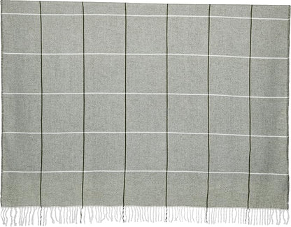Arus Acrylic Highlands Collection Queen Size Tartan Plaid Design Throw Blanket Green Stripes, 60x80 inches